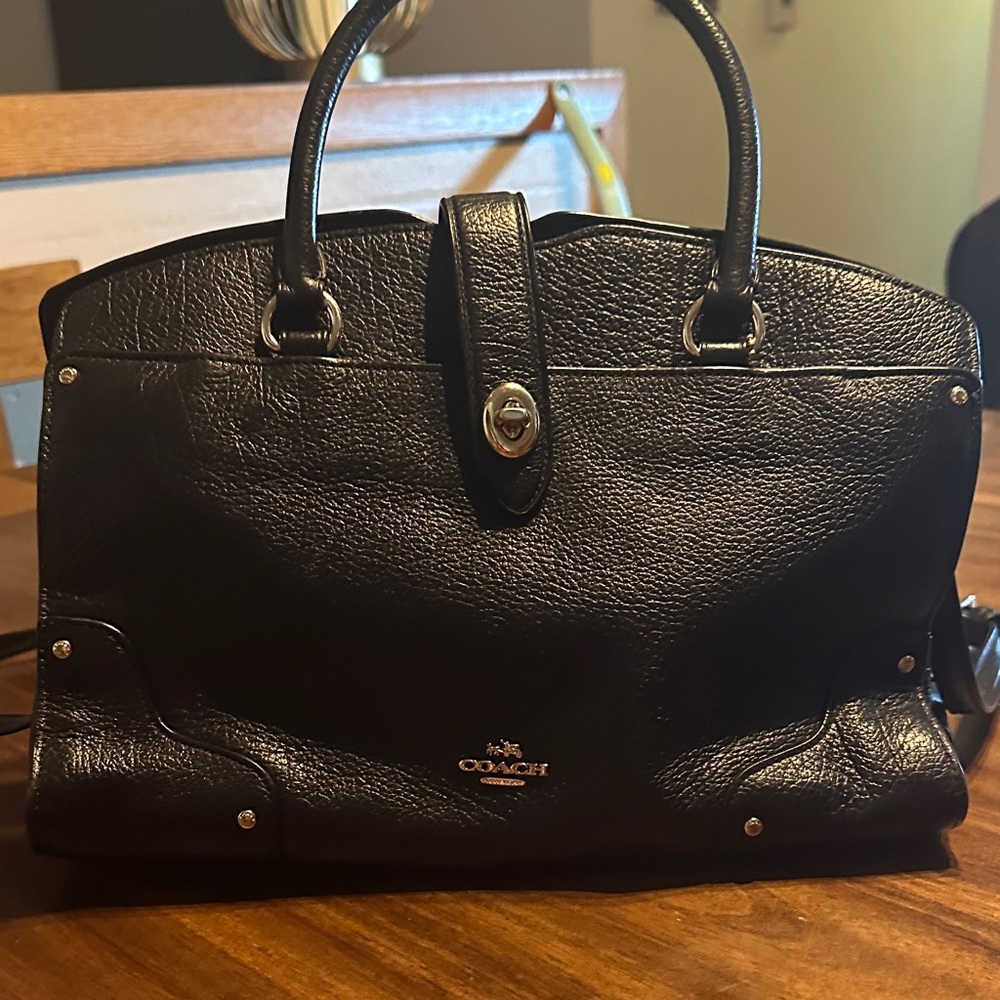 Coach Black Textured Leather Tote